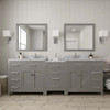 Virtu USA MD-2193-WMRO-CG-002 Caroline Parkway 93" Double Bath Vanity in Cashmere Grey with Marble Top and Round Sink with Polished Chrome Faucet and Mirrors