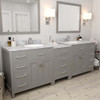 Virtu USA MD-2193-WMRO-CG-002 Caroline Parkway 93" Double Bath Vanity in Cashmere Grey with Marble Top and Round Sink with Polished Chrome Faucet and Mirrors