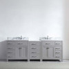 Virtu USA MD-2193-WMRO-CG-002-NM Caroline Parkway 93" Double Bath Vanity in Cashmere Grey with Marble Top and Round Sink with Polished Chrome Faucet