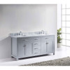 Virtu USA MD-2072-WMSQ-GR-NM Caroline 72" Double Bath Vanity in Grey with Marble Top and Square Sink