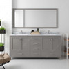 Virtu USA GD-50072-WMRO-CG Caroline Avenue 72" Double Bath Vanity in Cashmere Grey with Marble Top and Round Sink with Mirror