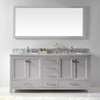 Virtu USA GD-50072-WMRO-CG-001 Caroline Avenue 72" Double Bath Vanity in Cashmere Grey with Marble Top and Round Sink with Brushed Nickel Faucet and Mirror