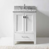 Virtu USA GS-50024-WMSQ-WH-002-NM Caroline Avenue 24" Single Bath Vanity in White with Marble Top and Square Sink with Polished Chrome Faucet