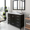 Virtu USA GS-50048-WMSQ-ES-002 Caroline Avenue 48" Single Bath Vanity in Espresso with Marble Top and Square Sink with Polished Chrome Faucet and Mirror