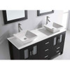 Virtu USA MD-4305-S-ES Bradford 60" Double Bath Vanity in Espresso with White Engineered Stone Top and Square Sink with Polished Chrome Faucet and Mirrors