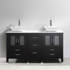 Virtu USA MD-4305-S-ES-NM Bradford 60" Double Bath Vanity in Espresso with White Engineered Stone Top and Square Sink with Polished Chrome Faucet