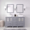 Virtu USA MD-4305-S-GR Bradford 60" Double Bath Vanity in Grey with White Engineered Stone Top and Square Sink with Polished Chrome Faucet and Mirrors