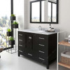 Virtu USA GS-50048-WMRO-ES-002 Caroline Avenue 48" Single Bath Vanity in Espresso with Marble Top and Round Sink with Polished Chrome Faucet and Mirror