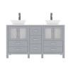 Virtu USA MD-4305-S-GR-NM Bradford 60" Double Bath Vanity in Grey with White Engineered Stone Top and Square Sink with Polished Chrome Faucet