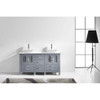 Virtu USA MD-4305-S-GR-NM Bradford 60" Double Bath Vanity in Grey with White Engineered Stone Top and Square Sink with Polished Chrome Faucet