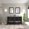 Virtu USA MD-2260-WMSQ-ES-001 Caroline Estate 60" Double Bath Vanity in Espresso with Marble Top and Square Sink with Brushed Nickel Faucet and Mirrors