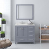 Virtu USA GS-50024-DWQRO-GR Caroline Avenue 24" Single Bath Vanity in Grey with Dazzle White Top and Round Sink with Mirror