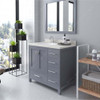 Virtu USA GS-50024-DWQRO-GR Caroline Avenue 24" Single Bath Vanity in Grey with Dazzle White Top and Round Sink with Mirror