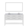 Virtu USA MD-2260-WMRO-WH-012 Caroline Estate 60" Double Bath Vanity in White with Marble Top and Round Sink with Polished Chrome Faucet and Mirror