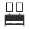 Virtu USA MD-2260-WMSQ-ES Caroline Estate 60" Double Bath Vanity in Espresso with Marble Top and Square Sink with Mirrors