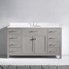 Virtu USA MS-2060-WMRO-CG-NM Caroline 60" Single Bath Vanity in Cashmere Grey with Marble Top and Round Sink