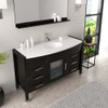 Virtu USA MS-5055-S-ES Ava 55" Single Bath Vanity in Espresso with White Engineered Stone Top and Round Sink with Polished Chrome Faucet and Mirror