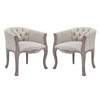 Modway Crown Vintage French Upholstered Fabric Dining Armchair Set of 2 EEI-3104-BEI-SET Beige