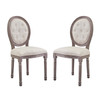 Modway Arise Vintage French Upholstered Fabric Dining Side Chair Set of 2 EEI-3105-BEI-SET Beige