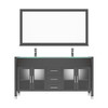 Virtu USA MD-499-G-ES Ava 63" Double Bath Vanity in Espresso with Aqua Tempered Glass Top and Round Sink with Polished Chrome Faucet and Mirror