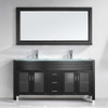 Virtu USA MD-499-G-ES-001 Ava 63" Double Bath Vanity in Espresso with Aqua Tempered Glass Top and Round Sink with Brushed Nickel Faucet and Mirror