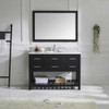 Virtu USA MS-2248-WMRO-ES-002 Caroline Estate 48" Single Bath Vanity in Espresso with Marble Top and Round Sink with Polished Chrome Faucet and Mirror