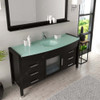 Virtu USA MS-5061-G-ES-001 Ava 61" Single Bath Vanity in Espresso with Aqua Tempered Glass Top and Round Sink with Brushed Nickel Faucet and Mirror