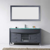 Virtu USA MS-5061-G-GR Ava 61" Single Bath Vanity in Grey with Aqua Tempered Glass Top and Round Sink with Polished Chrome Faucet and Mirror