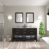 Virtu USA MD-2260-WMRO-ES Caroline Estate 60" Double Bath Vanity in Espresso with Marble Top and Round Sink with Mirrors