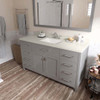Virtu USA MS-2060-DWQSQ-CG Caroline 60" Single Bath Vanity in Cashmere Grey with Dazzle White Top and Square Sink with Mirror