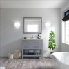 Virtu USA MS-2236-DWQRO-GR Caroline Estate 36" Single Bath Vanity in Grey with Dazzle White Top and Round Sink with Mirror