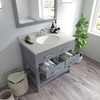 Virtu USA MS-2236-DWQRO-GR Caroline Estate 36" Single Bath Vanity in Grey with Dazzle White Top and Round Sink with Mirror