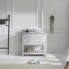 Virtu USA MS-2236-WMRO-WH-NM Caroline Estate 36" Single Bath Vanity in White with Marble Top and Round Sink