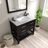 Virtu USA MS-2236-WMSQ-ES Caroline Estate 36" Single Bath Vanity in Espresso with Marble Top and Square Sink with Mirror