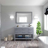 Virtu USA MS-2248-WMSQ-GR-001 Caroline Estate 48" Single Bath Vanity in Grey with Marble Top and Square Sink with Brushed Nickel Faucet and Mirror