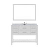 Virtu USA MS-2248-WMSQ-WH Caroline Estate 48" Single Bath Vanity in White with Marble Top and Square Sink with Mirror