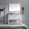 Virtu USA MS-2248-WMSQ-WH Caroline Estate 48" Single Bath Vanity in White with Marble Top and Square Sink with Mirror