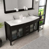 Virtu USA MD-499-S-ES Ava 63" Double Bath Vanity in Espresso with White Engineered Stone Top and Round Sink with Polished Chrome Faucet and Mirror