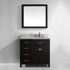 Virtu USA MS-2136L-WMRO-ES-001 Caroline Parkway 36" Single Bath Vanity in Espresso with Marble Top and Round Sink with Brushed Nickel Faucet and Mirror