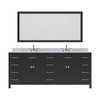 Virtu USA MD-2178-WMRO-ES Caroline Parkway 78" Double Bath Vanity in Espresso with Marble Top and Round Sink with Mirror