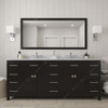 Virtu USA MD-2178-WMRO-ES Caroline Parkway 78" Double Bath Vanity in Espresso with Marble Top and Round Sink with Mirror