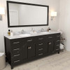 Virtu USA MD-2178-WMRO-ES-001 Caroline Parkway 78" Double Bath Vanity in Espresso with Marble Top and Round Sink with Brushed Nickel Faucet and Mirror