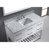 Virtu USA MS-2248-WMSQ-WH-001 Caroline Estate 48" Single Bath Vanity in White with Marble Top and Square Sink with Brushed Nickel Faucet and Mirror