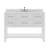 Virtu USA MS-2248-WMSQ-WH-001-NM Caroline Estate 48" Single Bath Vanity in White with Marble Top and Square Sink with Brushed Nickel Faucet