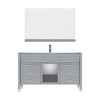 Virtu USA MS-5055-G-GR-001 Ava 55" Single Bath Vanity in Grey with Aqua Tempered Glass Top and Round Sink with Brushed Nickel Faucet and Mirror