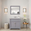 Virtu USA MS-2636-WMSQ-GR Victoria 36" Single Bath Vanity in Grey with Marble Top and Square Sink with Mirror