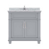 Virtu USA MS-2636-WMSQ-GR-NM Victoria 36" Single Bath Vanity in Grey with Marble Top and Square Sink