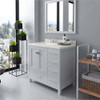 Virtu USA GS-50024-DWQSQ-WH-002 Caroline Avenue 24" Single Bath Vanity in White with Dazzle White Top and Square Sink with Polished Chrome Faucet and Mirror