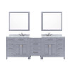 Virtu USA MD-2193-WMSQ-GR-002 Caroline Parkway 93" Double Bath Vanity in Grey with Marble Top and Square Sink with Polished Chrome Faucet and Mirrors