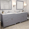 Virtu USA MD-2193-WMSQ-GR-002 Caroline Parkway 93" Double Bath Vanity in Grey with Marble Top and Square Sink with Polished Chrome Faucet and Mirrors